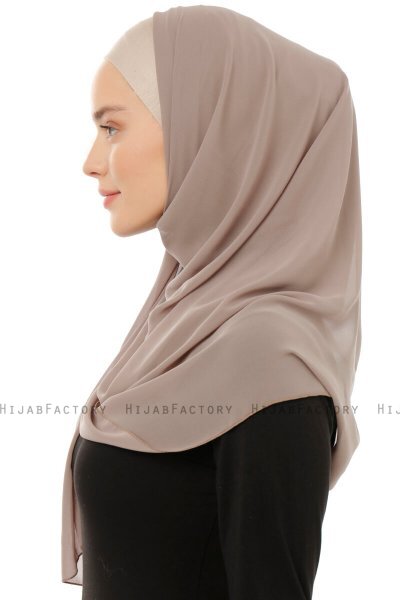 Alara Plain - Licht Taupe One Piece Chiffon Hijab