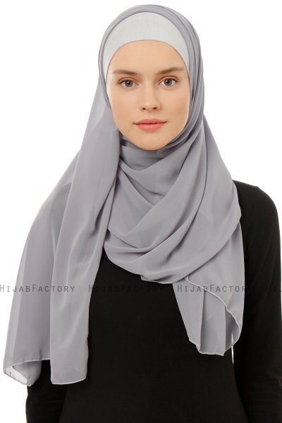 Alara Plain - Donker Grijs One Piece Chiffon Hijab