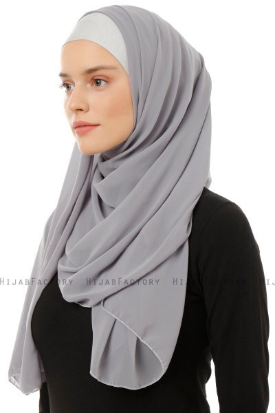 Alara Plain - Donker Grijs One Piece Chiffon Hijab