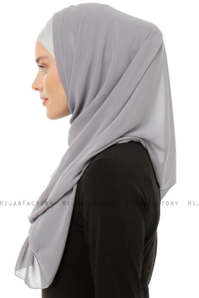 Alara Plain - Donker Grijs One Piece Chiffon Hijab