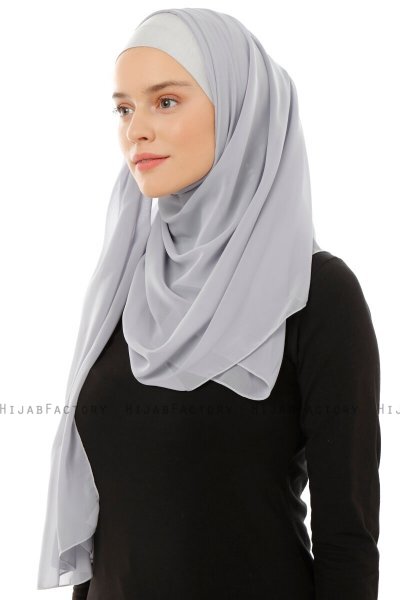 Alara Plain - Lichtgrijs One Piece Chiffon Hijab