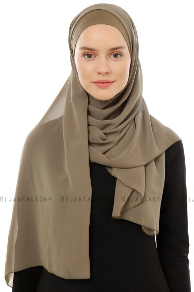 Alara Plain - Olijfgroen One Piece Chiffon Hijab