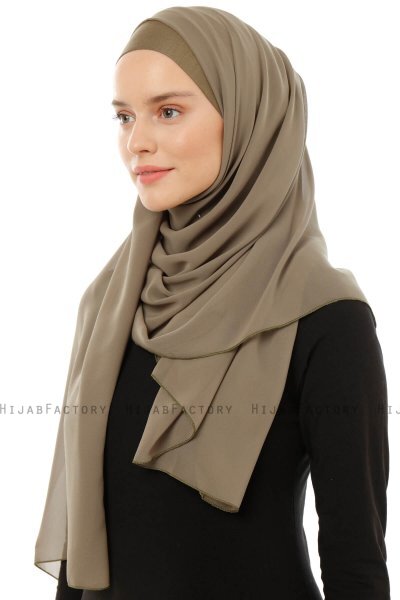 Alara Plain - Olijfgroen One Piece Chiffon Hijab