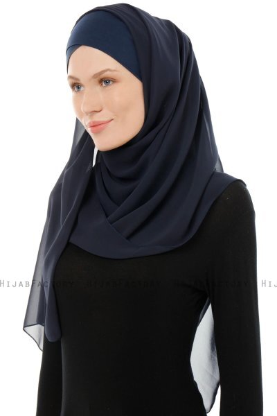 Alara Cross - Marineblauw One Piece Chiffon Hijab