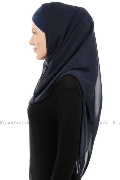 Alara Cross - Marineblauw One Piece Chiffon Hijab