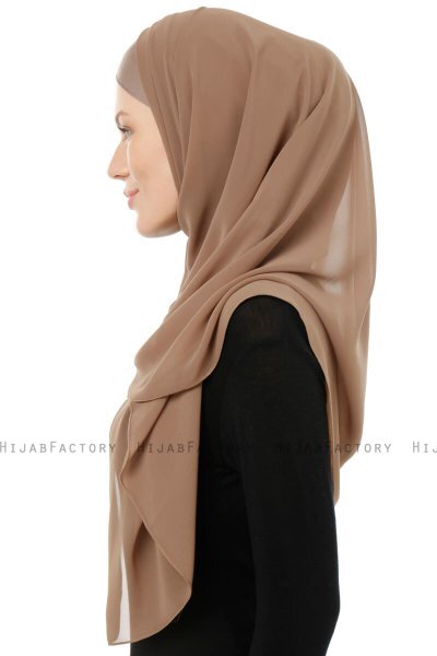 Alara Cross - Donker Taupe One Piece Chiffon Hijab