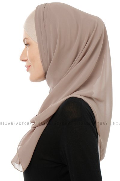 Alara Cross - Licht Taupe One Piece Chiffon Hijab
