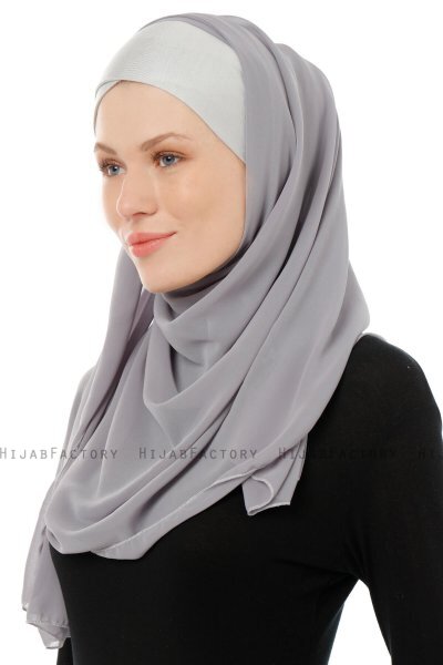 Alara Cross - Donker Grijs One Piece Chiffon Hijab