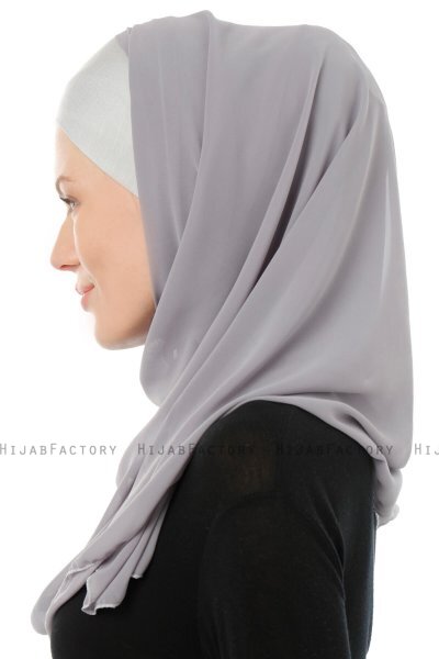Alara Cross - Donker Grijs One Piece Chiffon Hijab