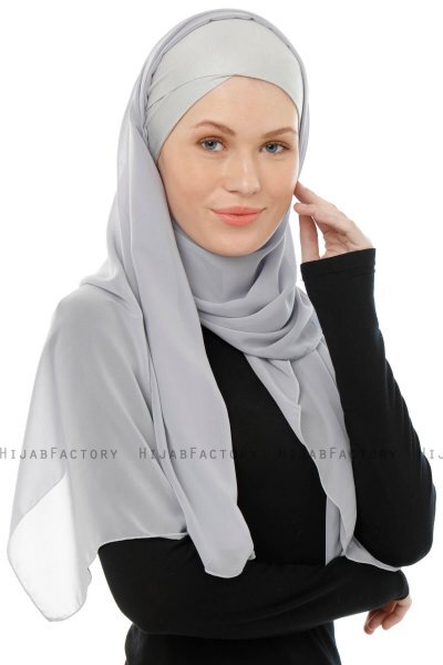 Alara Cross - Lichtgrijs One Piece Chiffon Hijab