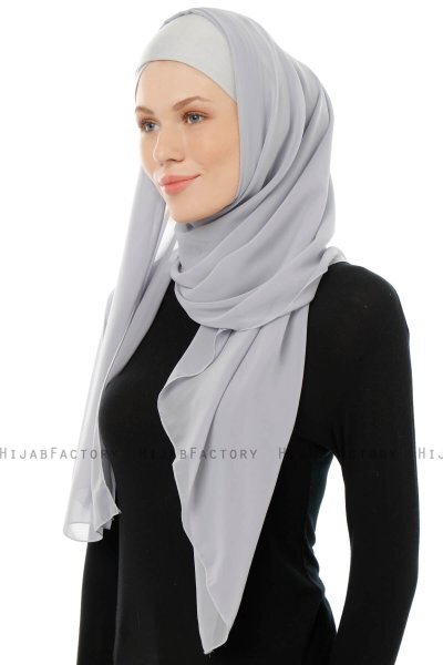 Alara Cross - Lichtgrijs One Piece Chiffon Hijab