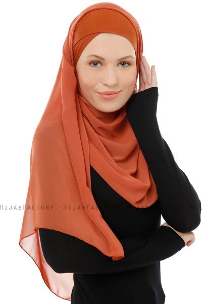 Alara Cross - Baksteenrood One Piece Chiffon Hijab