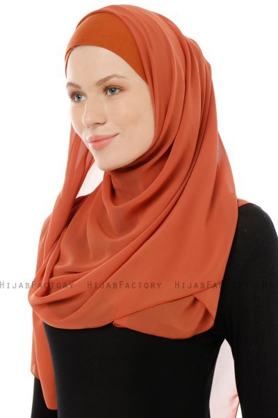Alara Cross - Baksteenrood One Piece Chiffon Hijab