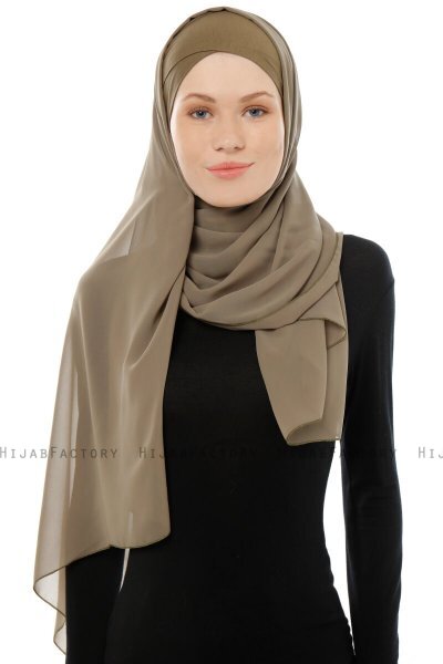 Alara Cross - Olijfgroen One Piece Chiffon Hijab