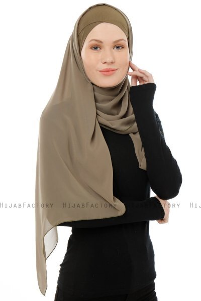 Alara Cross - Olijfgroen One Piece Chiffon Hijab