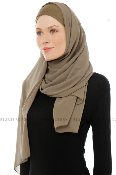 Alara Cross - Olijfgroen One Piece Chiffon Hijab