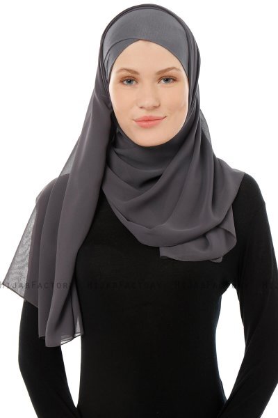 Alara Cross - Anthracite One Piece Chiffon Hijab
