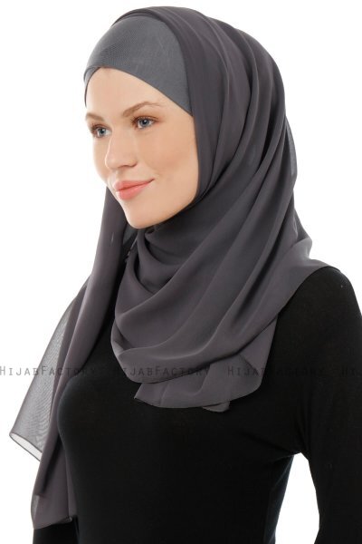 Alara Cross - Anthracite One Piece Chiffon Hijab