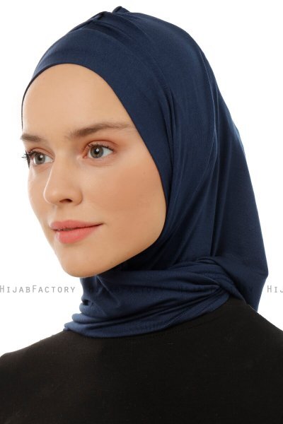 Isra Plain - Marineblauw One-Piece Viscose Hijab