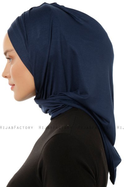 Isra Plain - Marineblauw One-Piece Viscose Hijab