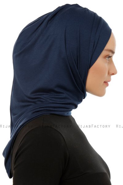 Isra Plain - Marineblauw One-Piece Viscose Hijab
