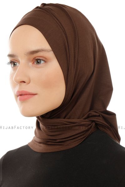 Isra Plain - Bruin One-Piece Viscose Hijab