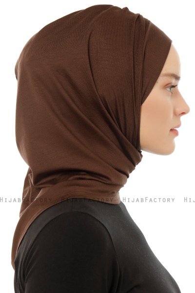 Isra Plain - Bruin One-Piece Viscose Hijab