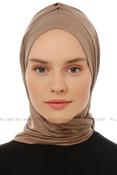 Isra Plain - Donker Taupe One-Piece Viscose Hijab