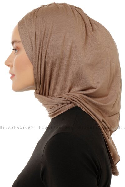 Isra Plain - Donker Taupe One-Piece Viscose Hijab