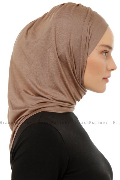 Isra Plain - Donker Taupe One-Piece Viscose Hijab