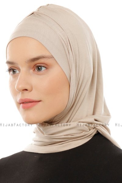 Isra Plain - Licht Taupe One-Piece Viscose Hijab