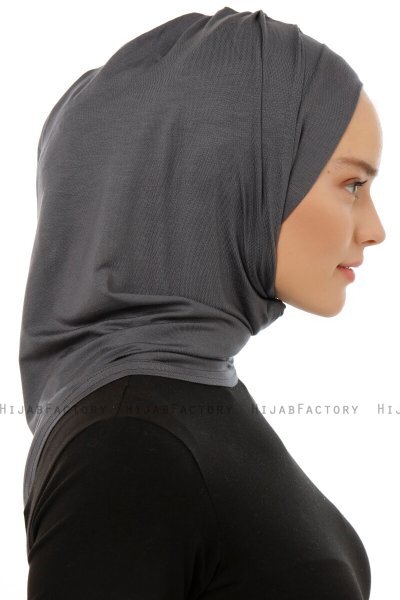 Isra Plain - Donker Grijs One-Piece Viscose Hijab