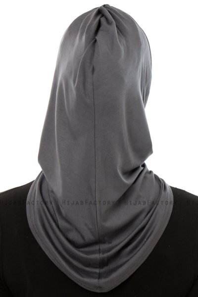 Isra Plain - Donker Grijs One-Piece Viscose Hijab