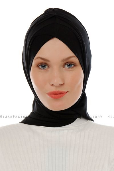 Isra Cross - Zwart One-Piece Viscose Hijab