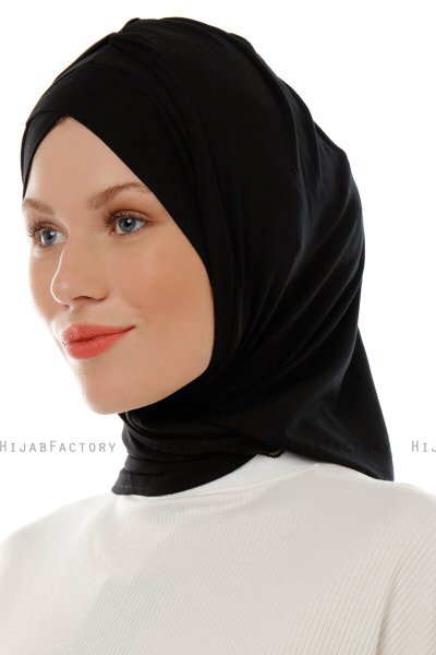 Isra Cross - Zwart One-Piece Viscose Hijab