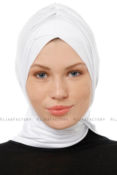 Isra Cross - Wit One-Piece Viscose Hijab