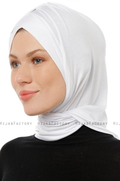 Isra Cross - Wit One-Piece Viscose Hijab
