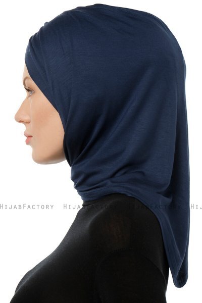 Isra Cross - Marineblauw One-Piece Viscose Hijab