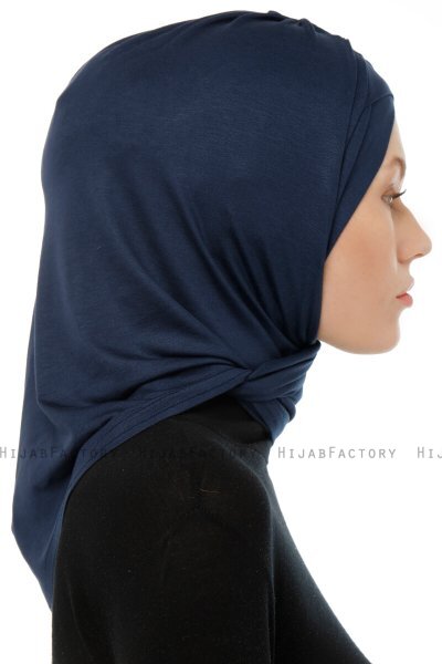 Isra Cross - Marineblauw One-Piece Viscose Hijab