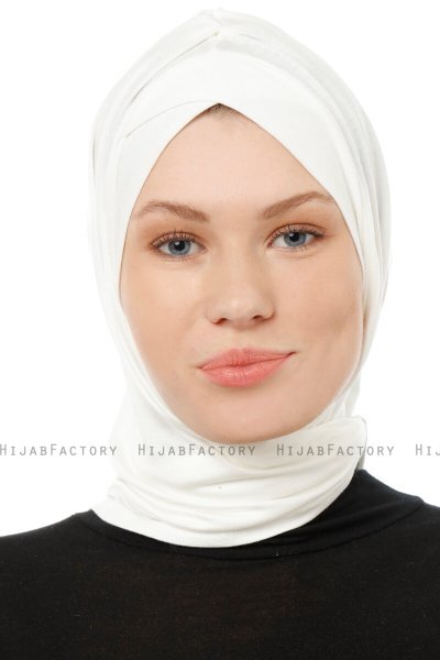 Isra Cross - Creme One-Piece Viscose Hijab