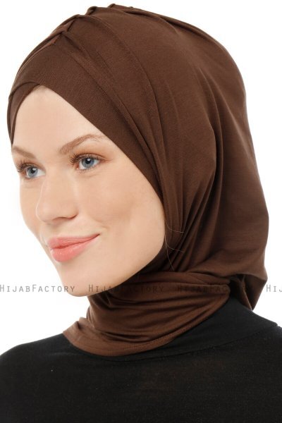 Isra Cross - Bruin One-Piece Viscose Hijab