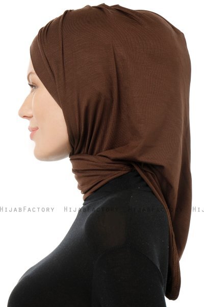 Isra Cross - Bruin One-Piece Viscose Hijab