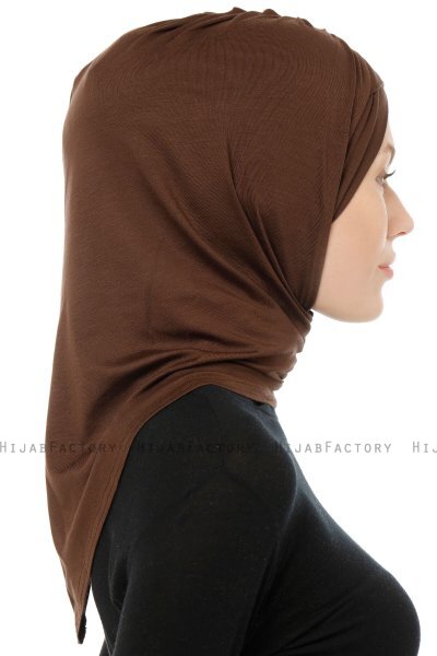 Isra Cross - Bruin One-Piece Viscose Hijab