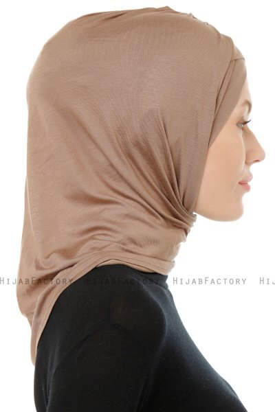 Isra Cross - Donker Taupe One-Piece Viscose Hijab