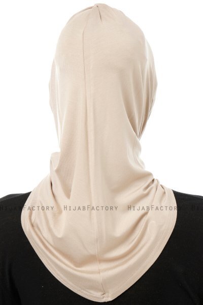 Isra Cross - Licht Taupe One-Piece Viscose Hijab