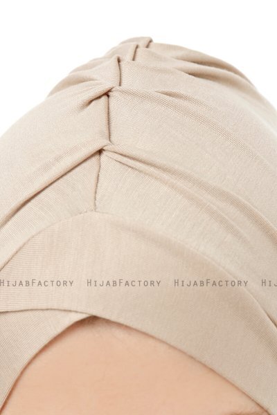 Isra Cross - Licht Taupe One-Piece Viscose Hijab