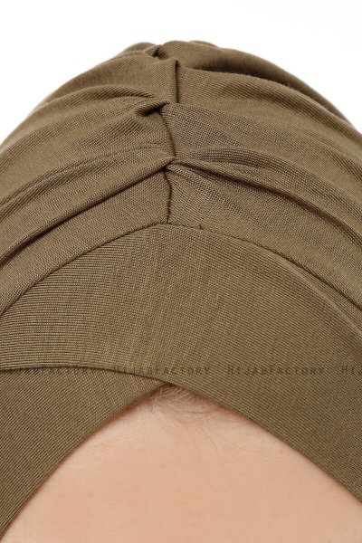 Isra Cross - Khaki One-Piece Viscose Hijab