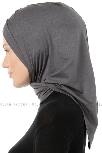 Isra Cross - Donker Grijs One-Piece Viscose Hijab