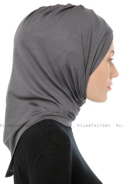Isra Cross - Donker Grijs One-Piece Viscose Hijab