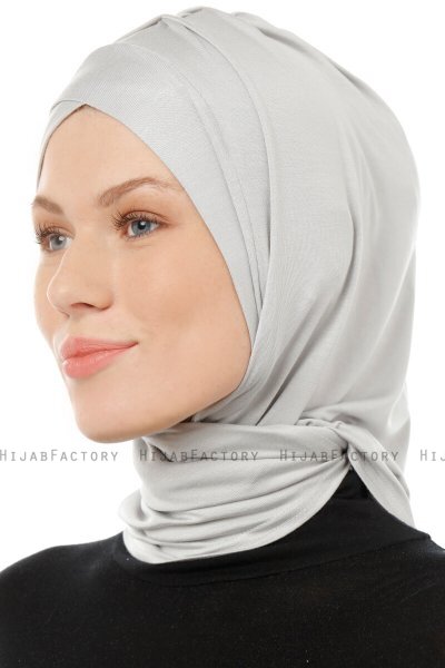 Isra Cross - Lichtgrijs One-Piece Viscose Hijab